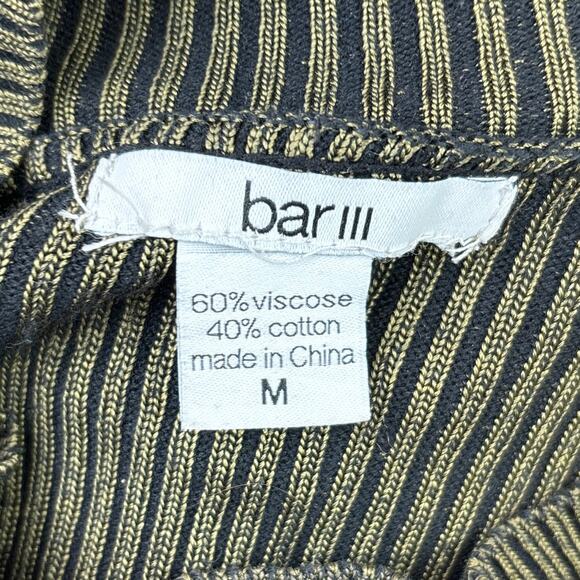 Bar III Womens Gold Metallic Ribbed Knit Mock Neck Long Sleeve Sweater Top Sz M - Picture 6 of 8